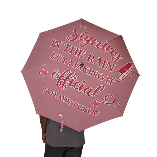 Foldable Umbrella — "Trying the Rain but Making It Sparkle" Pink Compact Auto-Open Umbrella