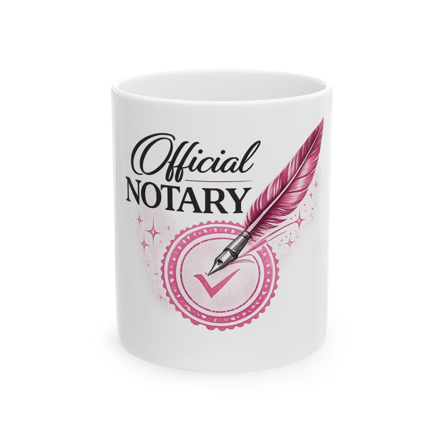 Official Notary Ceramic Mug – Pink Quill Design (11oz & 15oz)
