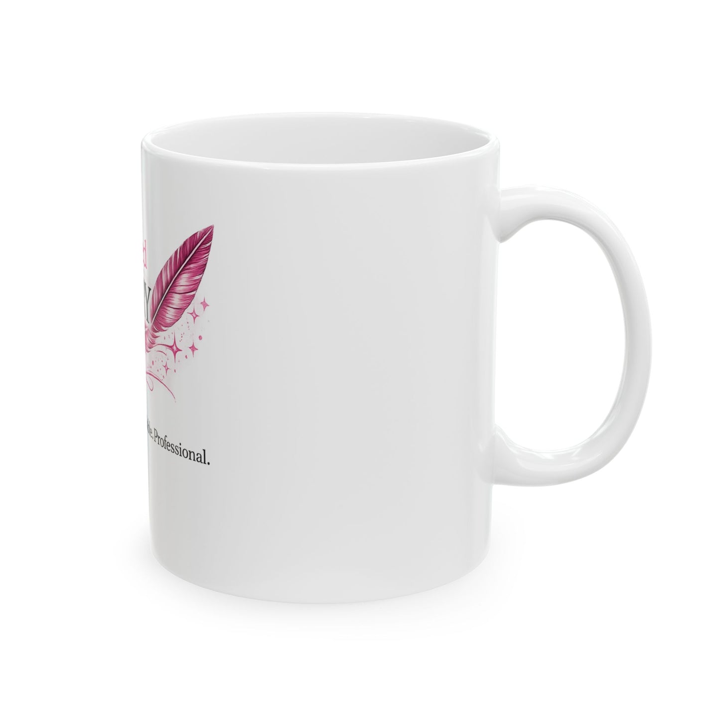 Notary Mug — "Certified Notary" Pink Quill Ceramic Coffee Cup (11oz/15oz)