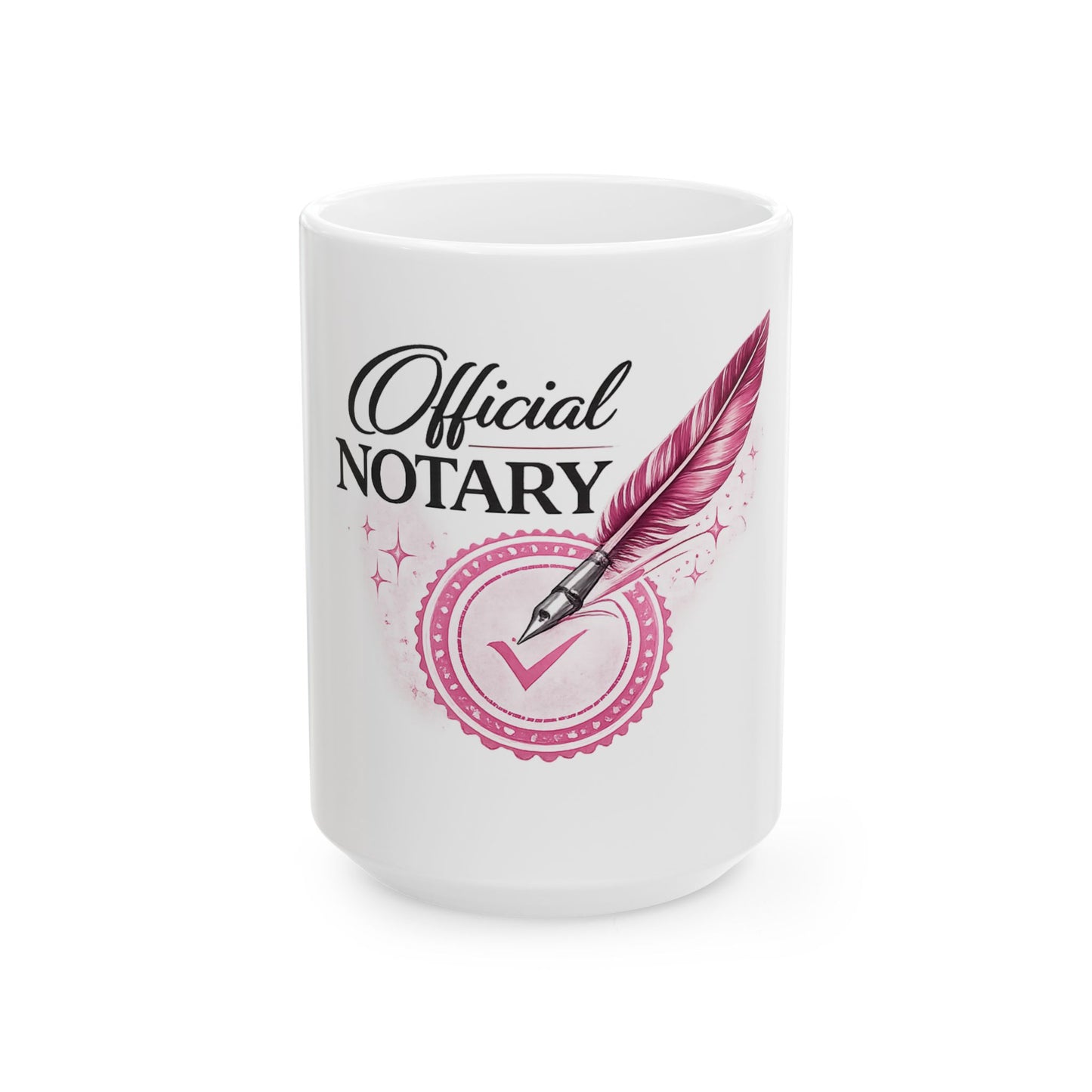 Official Notary Ceramic Mug – Pink Quill Design (11oz & 15oz)
