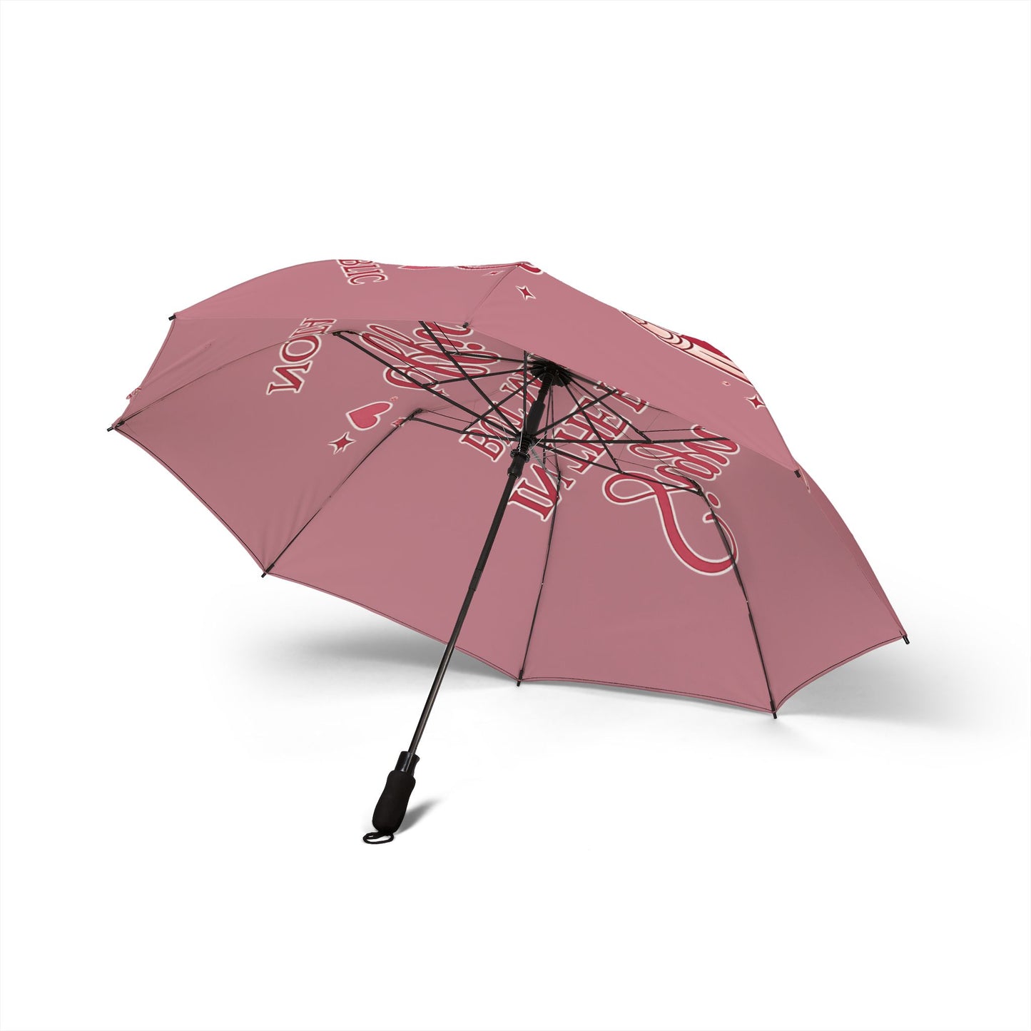 Foldable Umbrella — "Trying the Rain but Making It Sparkle" Pink Compact Auto-Open Umbrella