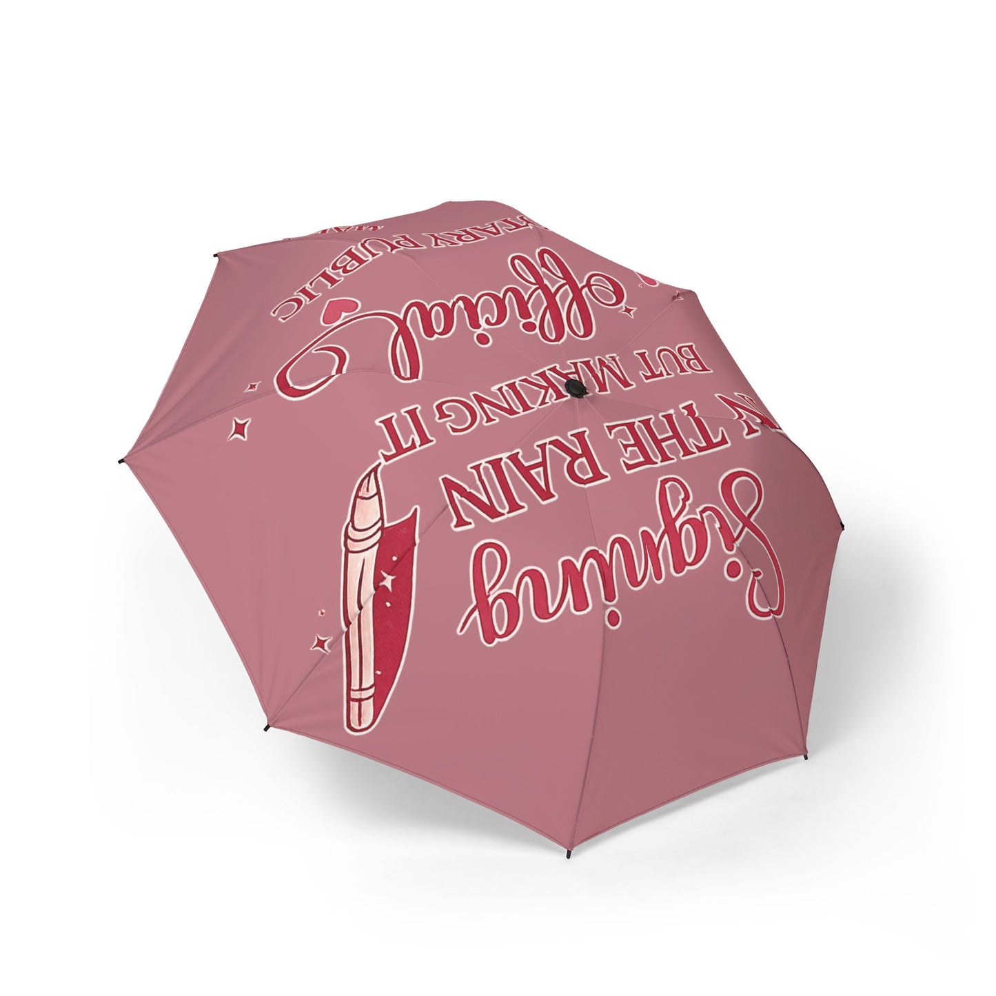 Foldable Umbrella — "Trying the Rain but Making It Sparkle" Pink Compact Auto-Open Umbrella